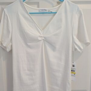 Calvin Klein Women's White V-Neck Top